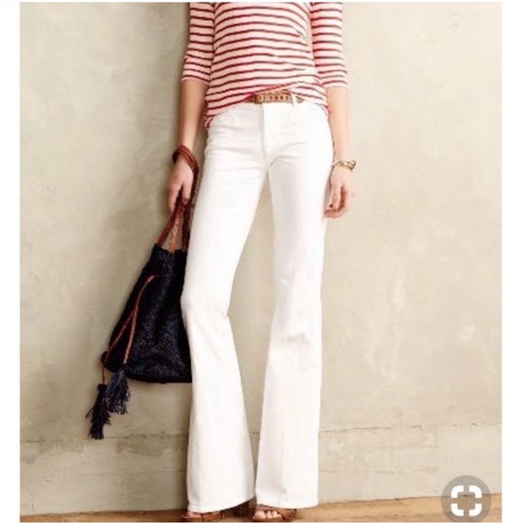 Talbots Flawless Five Pocket White Flare High Rise Jeans 14 NWOT